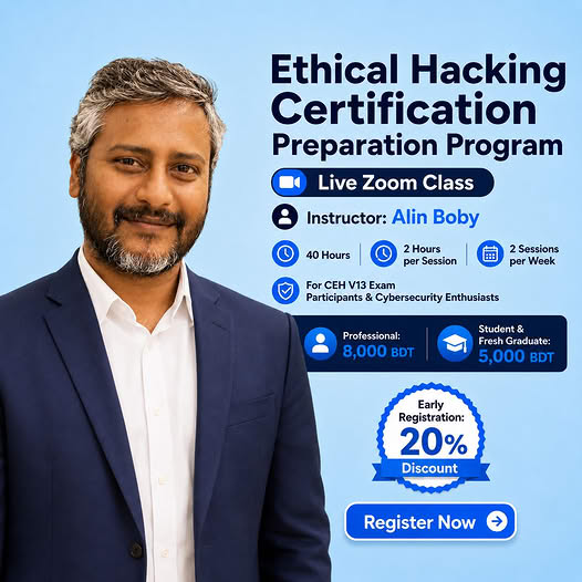 Ethical hacking certification preparation program banner by Alin Boby